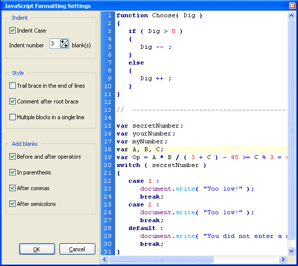 JavaScript Formatter
