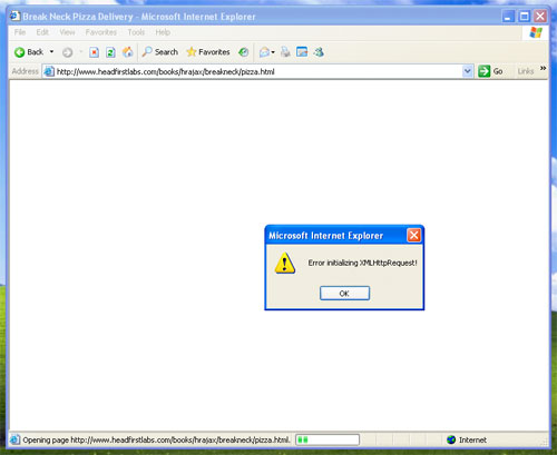 Internet Explorer reporting an error